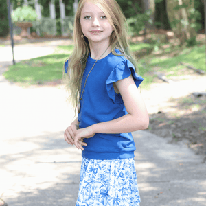 Kids Navy Fr Terry Top & Bow Printed Skort Set - Millieloveslily.com