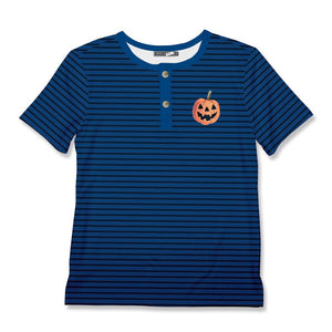 Kids Navy Stripe Pumpkin Henley - Millieloveslily.com