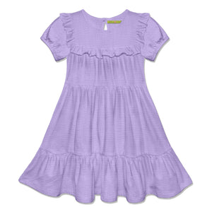 Kids Orchid Petal Gauze Ruffle Tiered A - Line Dress - Millieloveslily.com