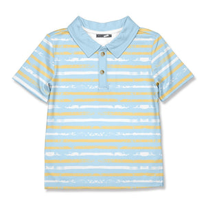 Kids Pale Blue Brushed Stripe Polo - Millieloveslily.com