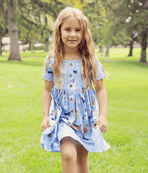 Kids Periwinkle Dog Park Button - Up A - Line Dress - Millieloveslily.com