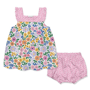 Kids Pink Spring Flower Baby Doll Top & Diaper Cover - Millieloveslily.com