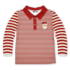 Kids Red Stripe Santa Long-Sleeve Polo - Millieloveslily.com