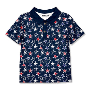 Kids Red,White and Blue Stars Polo - Millieloveslily.com