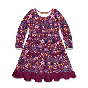 Kids Slate Rose BTS Floral Patch-Pocket A-Line Dress - Millieloveslily.com