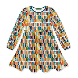 Kids Teal Books Long-Sleeve Dress - Millieloveslily.com