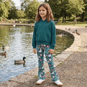 Kids Teal Hoodie & Ducks Flare Leggings - Millieloveslily.com
