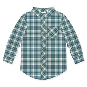 Kids Teal Plaid Long-Sleeve Button-Up - Millieloveslily.com