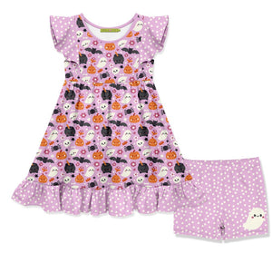 Kids Violet Halloween Magic Dress & Shorts Set - Millieloveslily.com