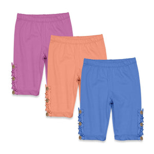 Kids Violet,Coral & Blue 3 - Pack Bike Short Set - Millieloveslily.com
