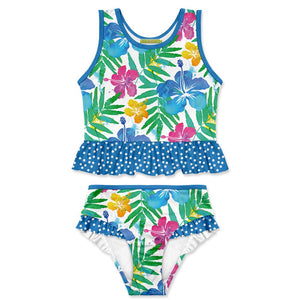 Kids White Hawaiian Neon Tankini Swimsuit - Millieloveslily.com