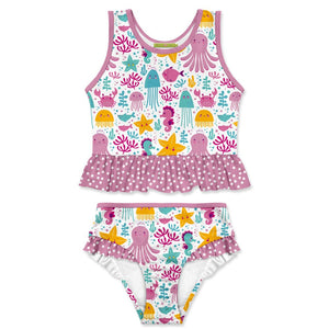 Kids White Ocean Wonder Tankini Swimsuit - Millieloveslily.com
