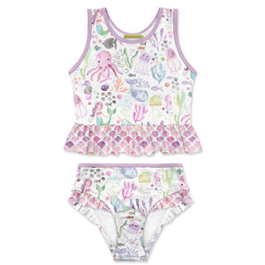 Kids White Sea Dreams Tankini Swimsuit - Millieloveslily.com