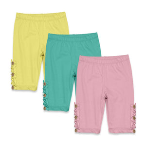 Kids Yellow,Turquoise & Pink 3 - Pack Bike Short Set - Millieloveslily.com