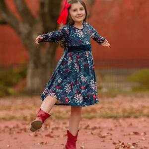 Midnight Holiday Folly Velour Bow-Waist Dress - Millieloveslily.com