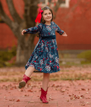 Midnight Holiday Folly Velour Bow-Waist Dress - Millieloveslily.com