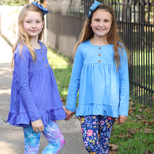 Millie Loves Lily Blue Iris & Blue Long Sleeve Tops & Leggings Set - Millieloveslily.com