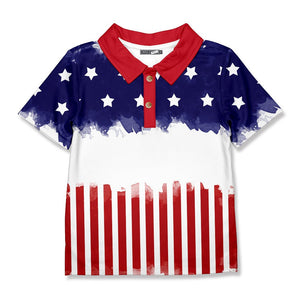 Millie Loves Lily Boys American Flag Patriotic Short Sleeve Polo Shirt - Millieloveslily.com
