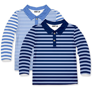 Millie Loves Lily Boys' Marina Blue Stripe & Navy Stripe Polo Shirts,Big Boy,2 - PCS - Millieloveslily.com