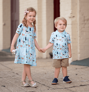 Millie Loves Lily Boys' Mint Stripe & Dog Print Polo Shirts - Millieloveslily.com