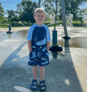 Millie Loves Lily Boys Navy Shark Rashguard Set, Big Boys, Size 8, 3 - pcs, UPF 50+ - Millieloveslily.com
