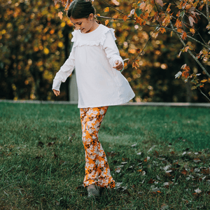 Millie Loves Lily Cream Ruffle Top & Floral Flared Legging Set, Big Girl - Millieloveslily.com