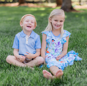 Millie Loves Lily Girls Blue Mermaid Print Dress and Shorts Set - Millieloveslily.com