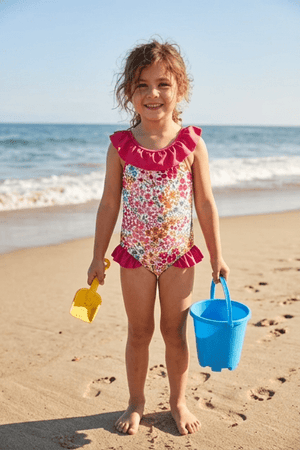 Millie Loves Lily Girls Coral Floral 1-pc Swimsuit UPF 50+ - Millieloveslily.com