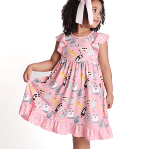 Millie Loves Lily Girls Kitty Lounge Angel Sleeve Dress - Millieloveslily.com