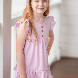 Millie Loves Lily Girls Lilac & Marina Blue Tops & Ruffle Shorts Set - Millieloveslily.com