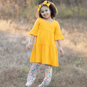 Millie Loves Lily Girls Marigold Tiered Dress and Legging Set - Millieloveslily.com
