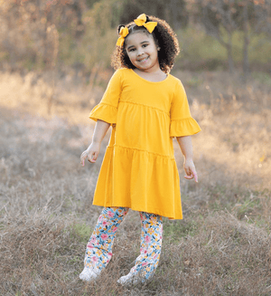 Millie Loves Lily Girls Marigold Tiered Dress and Legging Set - Millieloveslily.com