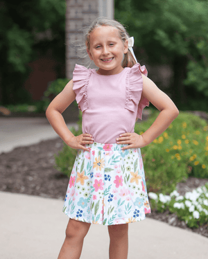 Millie Loves Lily Girls Mint and Pink Rib Tops and Printed Skorts Set, 4 - PCS - Millieloveslily.com