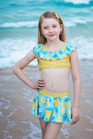 Millie Loves Lily Girls Mint Lemon 2 - pc Ruffle Swimsuit, Toddler Girls, 2 - pcs, UPF 50+ - Millieloveslily.com