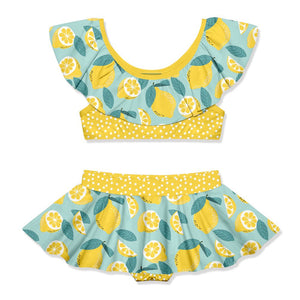 Millie Loves Lily Girls Mint Lemon 2 - pc Ruffle Swimsuit, Toddler Girls, 2 - pcs, UPF 50+ - Millieloveslily.com