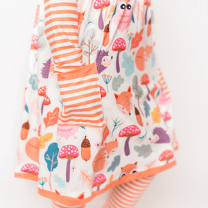 Millie Loves Lily Girls Orange Woodland Owl 2 Pocket Dress & Legging Set - Millieloveslily.com