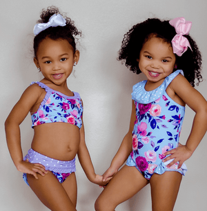 Millie Loves Lily Girls Periwinkle Blossom 1 pc Swimsuit - Millieloveslily.com