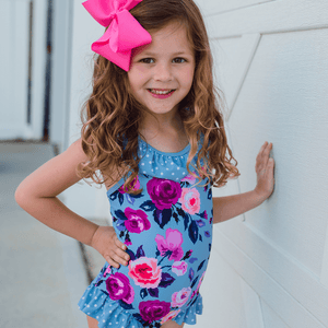 Millie Loves Lily Girls Periwinkle Blossom 1 pc Swimsuit - Millieloveslily.com