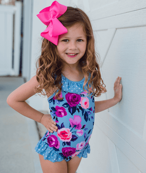 Millie Loves Lily Girls Periwinkle Blossom 1 pc Swimsuit - Millieloveslily.com