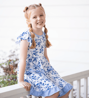 Millie Loves Lily Girls Periwinkle Floral 2-Pocket Dress - Millieloveslily.com