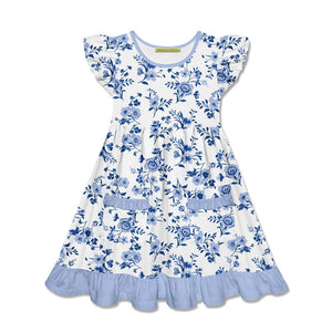 Millie Loves Lily Girls Periwinkle Floral 2-Pocket Dress - Millieloveslily.com