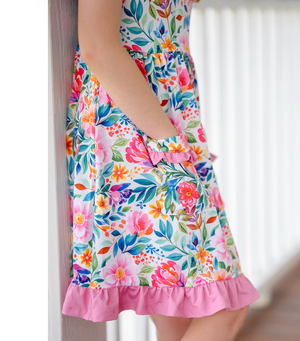 Millie Loves Lily Girls Pink Becky Floral 2-Pocket Dress - Millieloveslily.com