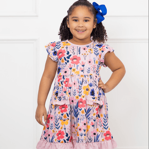 Millie Loves Lily Girls Pink BTS Floral 2 - Pocket Dress - Millieloveslily.com