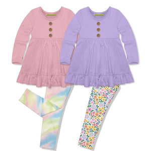 Millie Loves Lily Girls Pink & Orchid Long Sleeve Tops & Leggings Sets, 4-PCS - Millieloveslily.com