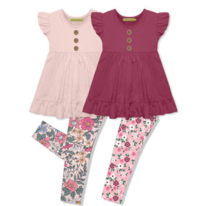 Millie Loves Lily Girls Pink & Rose Tops and Leggings Set, 4 - PCS - Millieloveslily.com