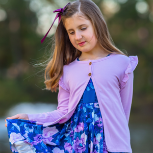Millie Loves Lily Girls' Purple Floral Dress and Cardigan Set - Millieloveslily.com