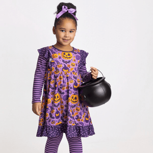 Millie Loves Lily Girls Purple Halloween Dress & Matching Leggings Set - Millieloveslily.com