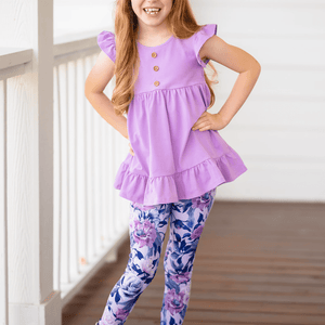 Millie Loves Lily Girls Purple & Periwinkle Tops and Leggings Set - Millieloveslily.com