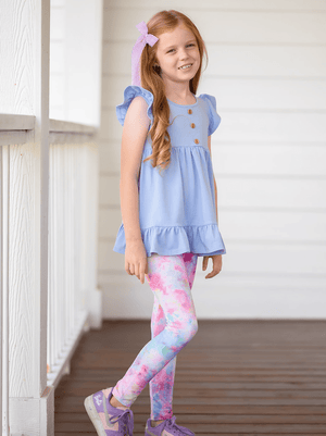 Millie Loves Lily Girls Purple & Periwinkle Tops and Leggings Set - Millieloveslily.com