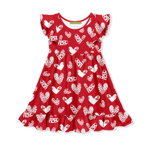 Millie Loves Lily Girls Red Hearts Angel Wing Dress on a white background, front - Millieloveslily.com